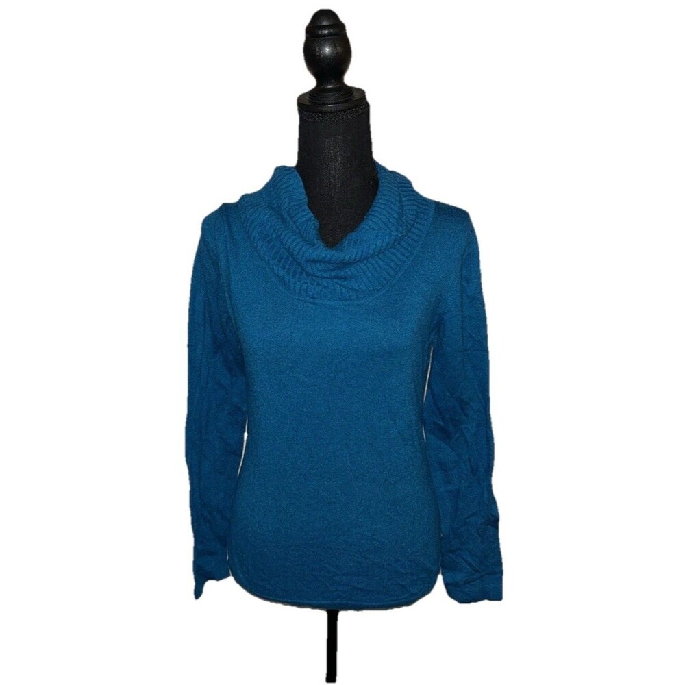 Gap Medium Pullover Cowl Neck Long Sleeve Ribbed Blue Sweater